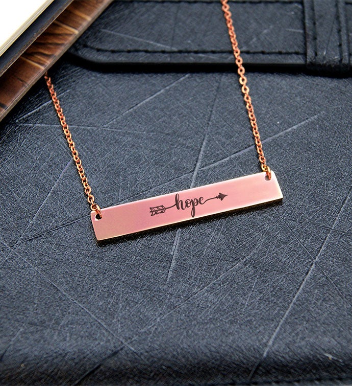 Hope Engraved Word Bar Necklace